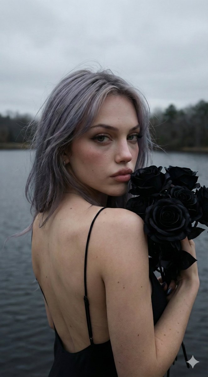 Dark Elegance at the Water's Edge AI prompt preview