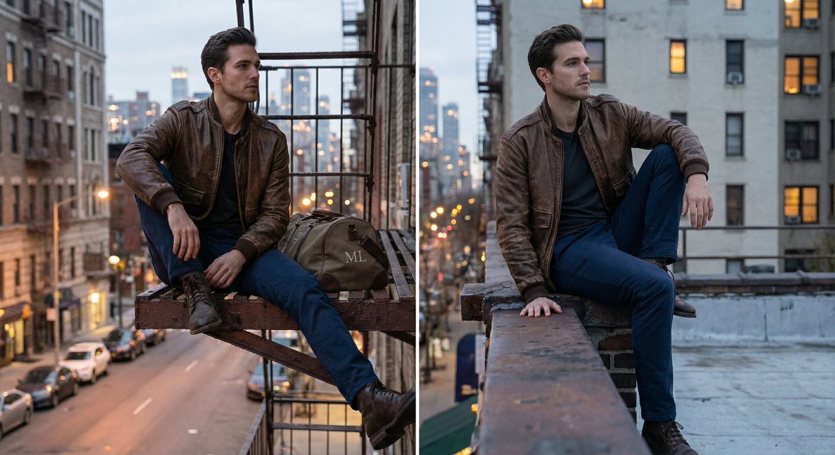 Urban Reflections: A Moment on the Fire Escape AI prompt preview