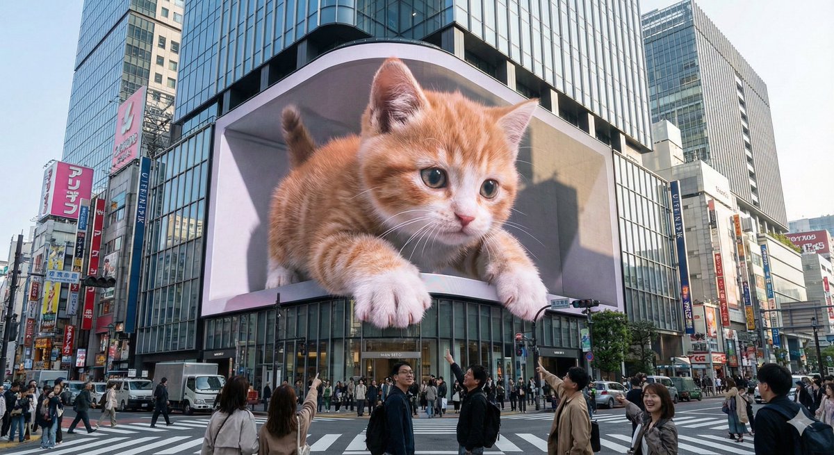 Urban Magic: A 3D Kitten Captivates the City AI prompt preview