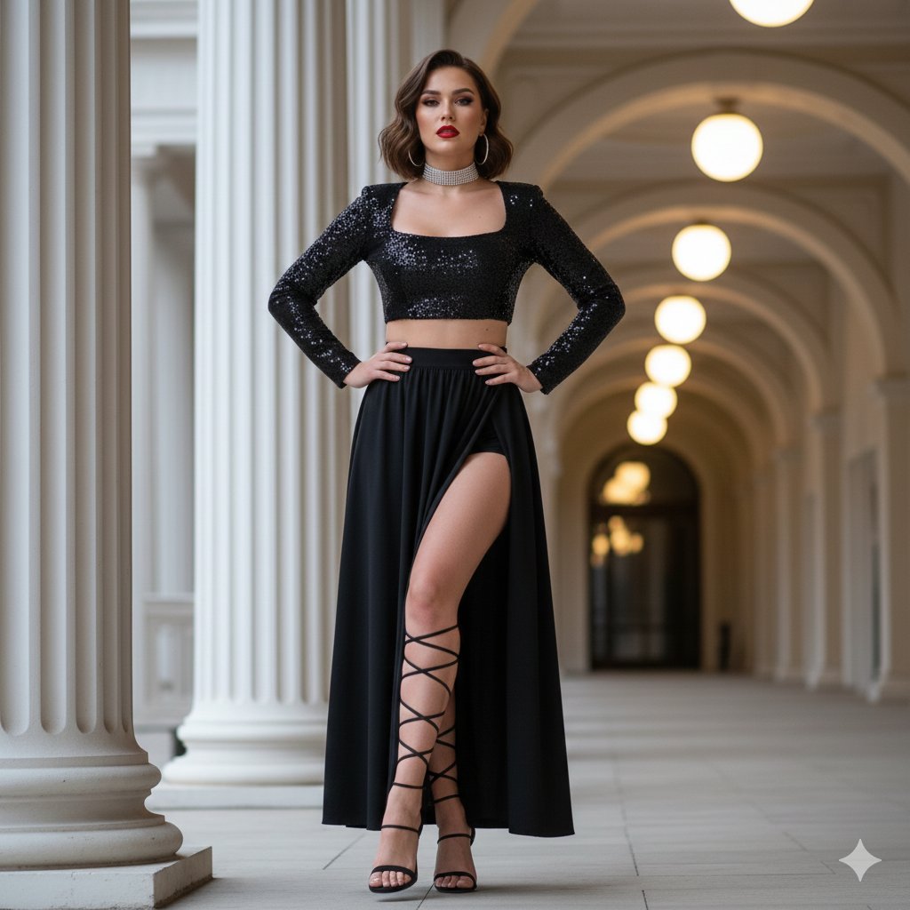 Glamour Defined: A Night in All Black AI prompt preview