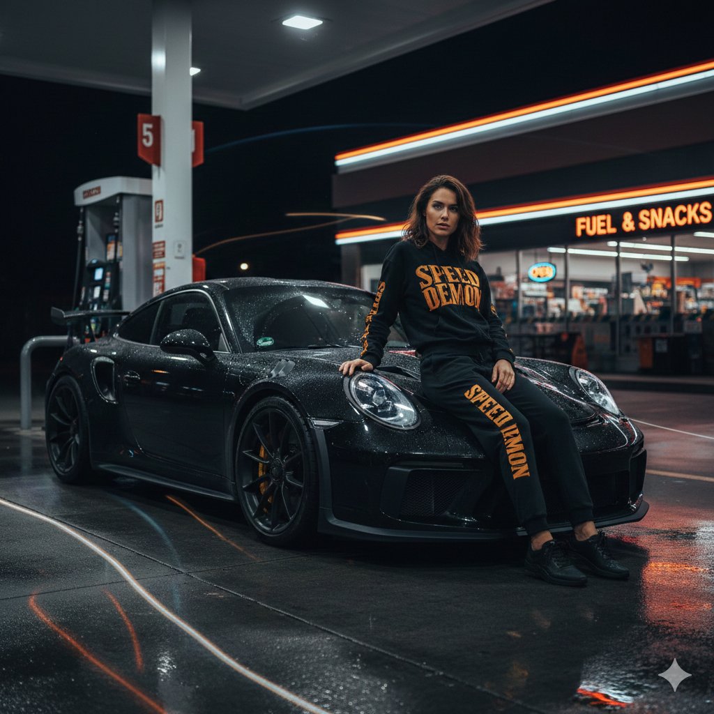 Night Vibes: Porsche GT3 RS Meets Urban Glam AI prompt preview