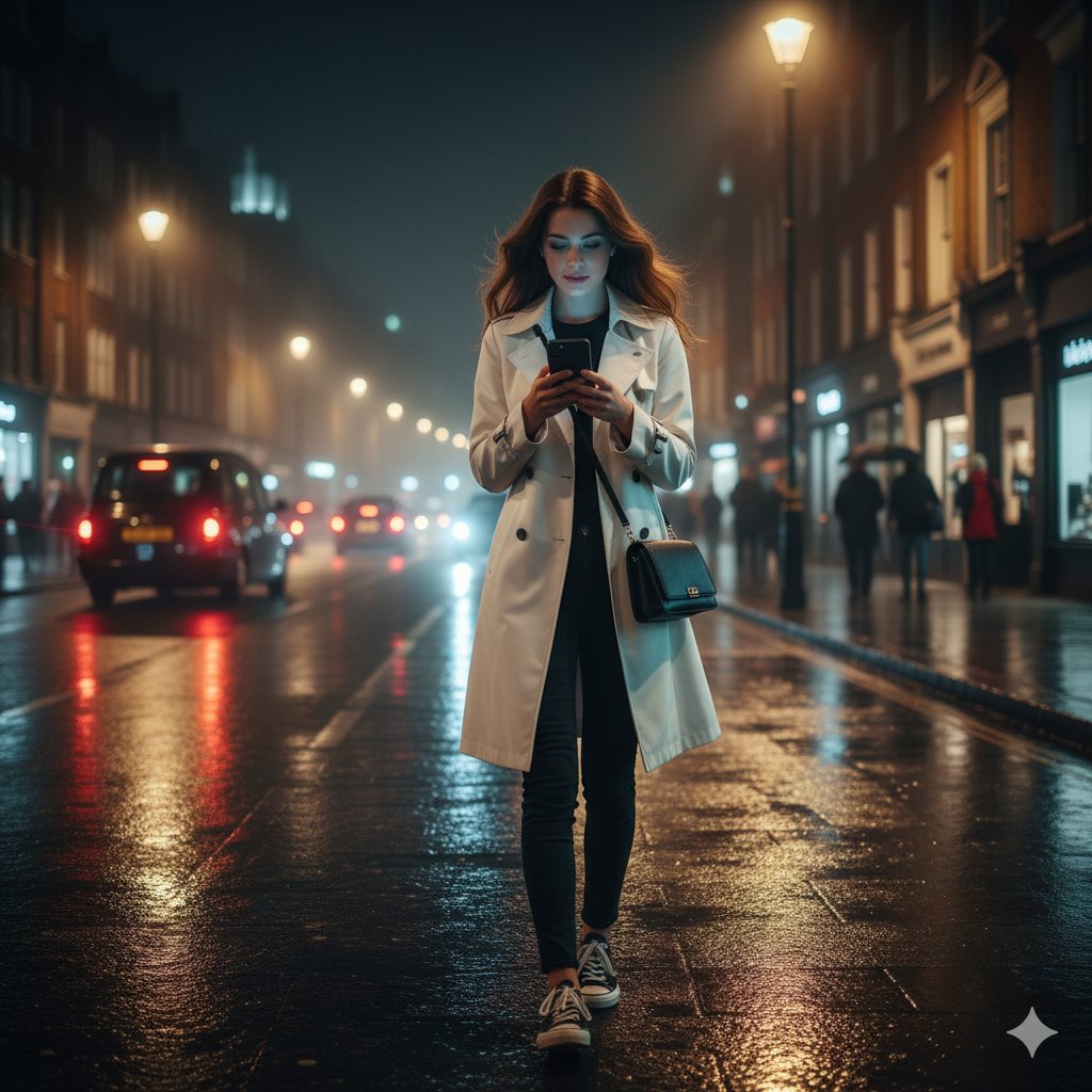 City Nights: A Poetic Portrait of London Rain AI prompt preview