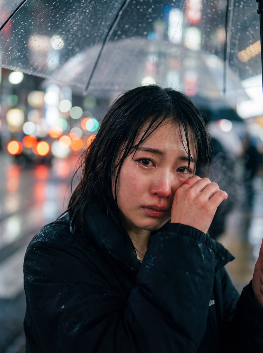 Rainy Reflections: A Melancholic Portrait in 4K AI prompt preview