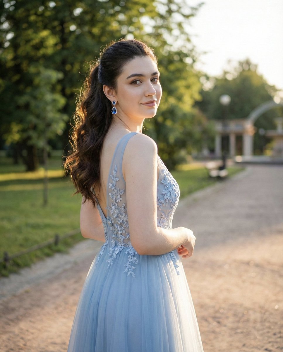 Bathed in Golden Hour: A Serene Outdoor Elegance AI prompt preview
