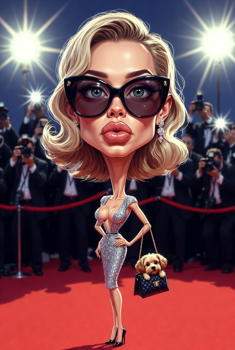 Glamour Meets Whimsy: A Caricature of High Society AI prompt preview