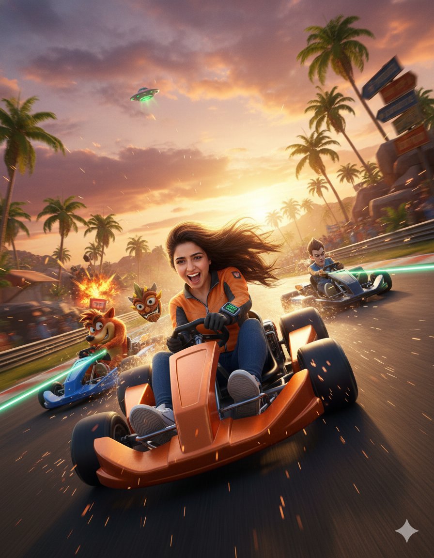 Racing Through a Neon Dream: Adrenaline Meets Adventure AI prompt preview