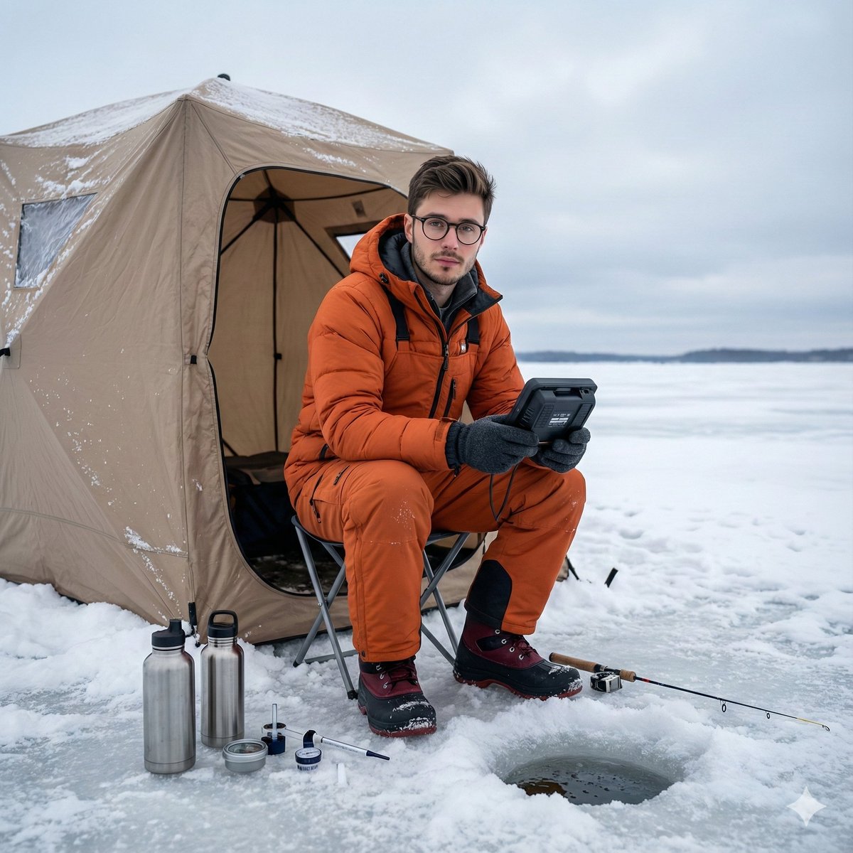 Chilling in the Cold: A Gem of Ice Fishing AI prompt preview