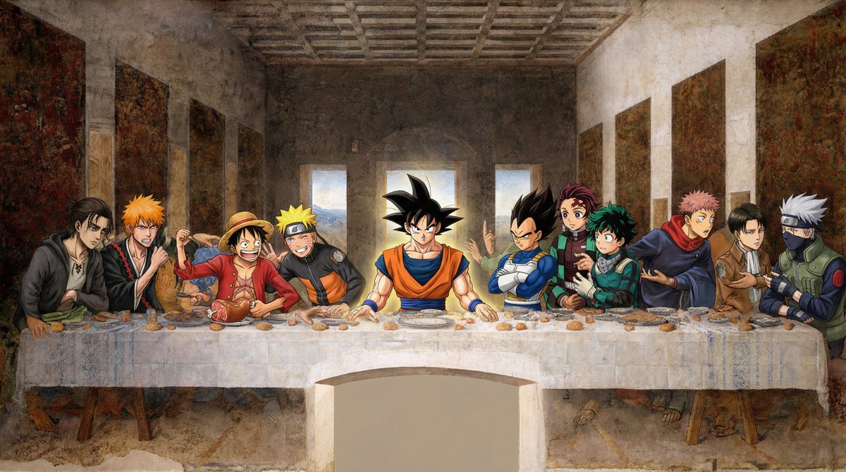Anime Supremacy: A Modern Twist on The Last Supper AI prompt preview