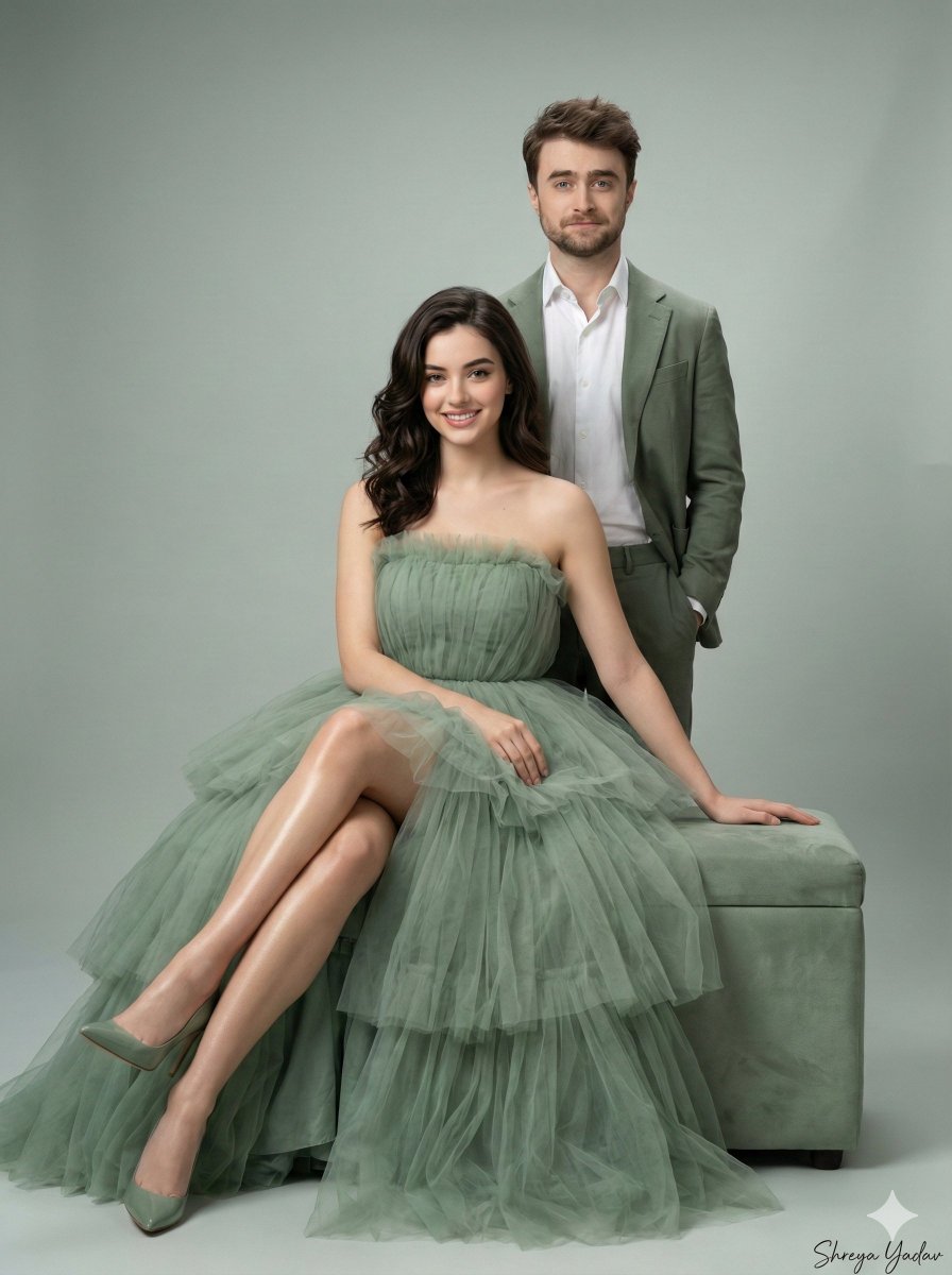 Elegance in Sage: A Romantic Fashion Portrait AI prompt preview