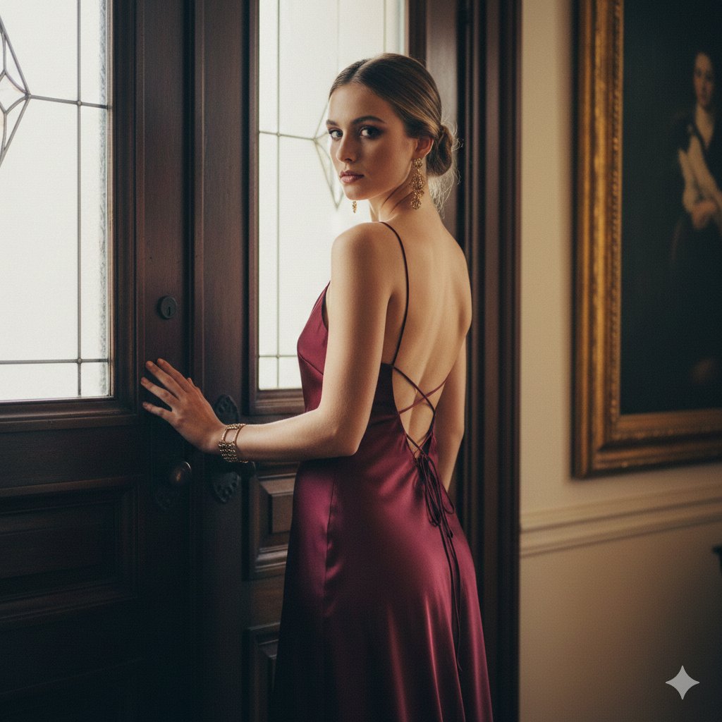 Glimpse of Elegance in Burgundy AI prompt preview