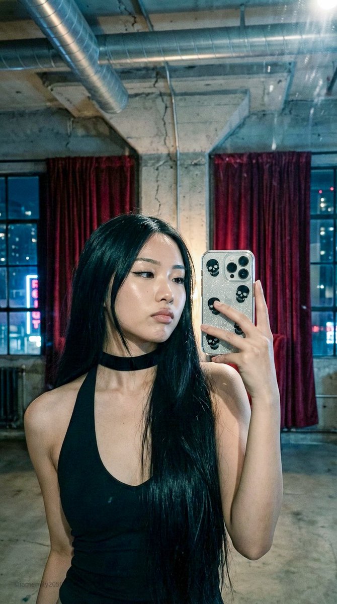 Reflections of a Cyber-Goth Muse AI prompt preview