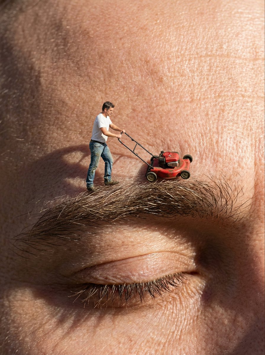 When Eyebrow Trimming Becomes a Giant Adventure! AI prompt preview