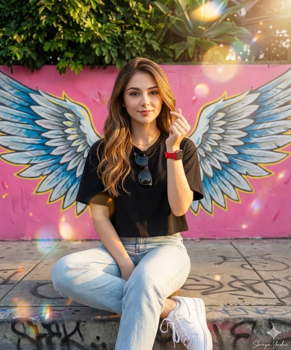 Catching Light & Love in Urban Wings AI prompt preview