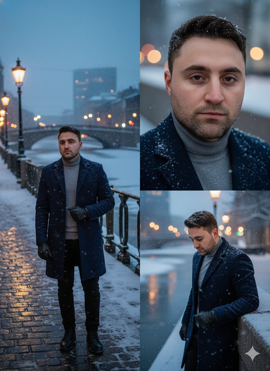 A Solitary Reflection in Snowy Dusk AI prompt preview