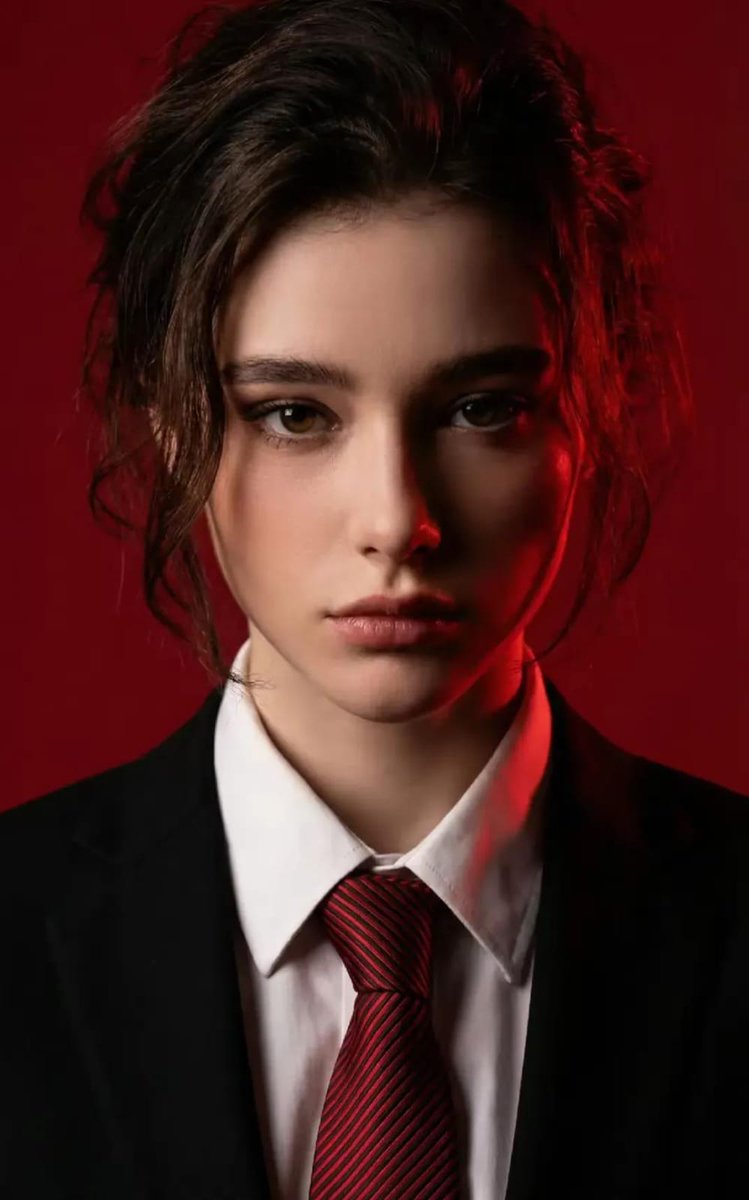 Bold Elegance: A Portrait in Red AI prompt preview
