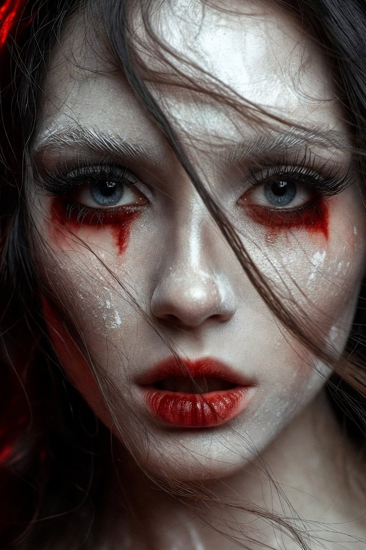 Ethereal Sorrows: A Portrait of Haunting Beauty AI prompt preview