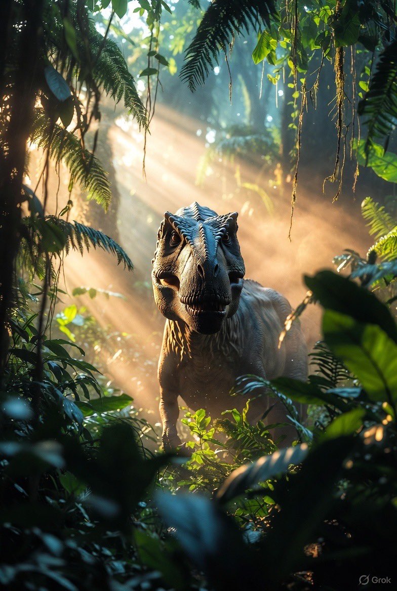 A Jurassic Encounter in the Heart of the Jungle AI prompt preview