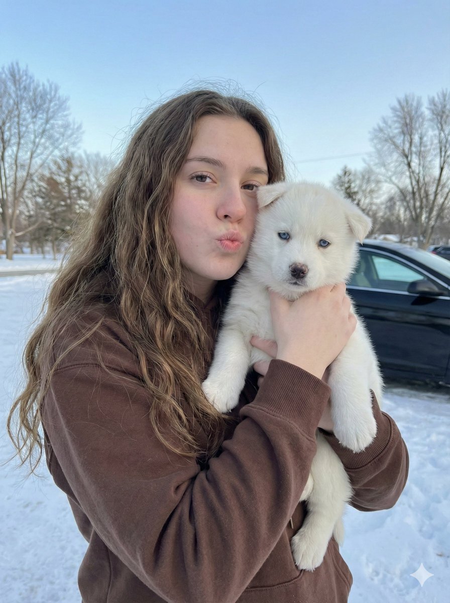 Winter Whimsy: A Young Woman and Her Adorable Companion AI prompt preview