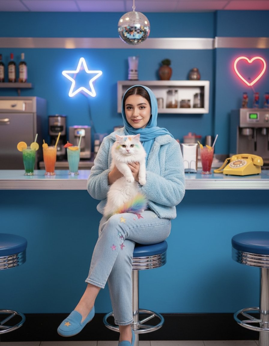Charming Moments at the Retro Diner AI prompt preview