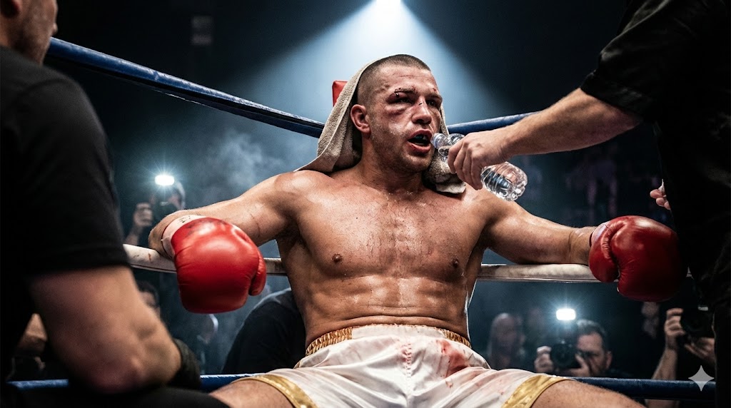 Determination in the Ring: A Boxer’s Gritty Resilience AI prompt preview