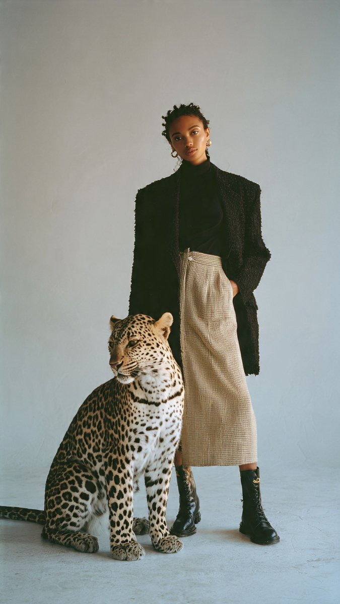 Elegance Meets Nature: A Vogue Fashion Encounter AI prompt preview