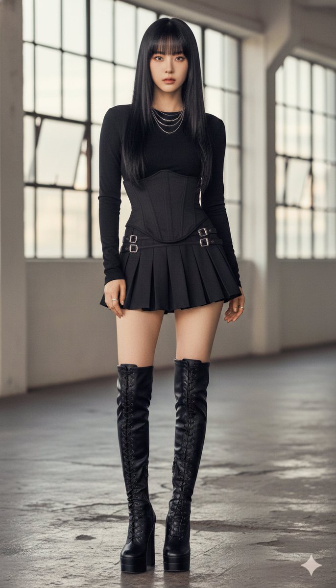 Chic in Black: East Asian Idol Fashion Redefined AI prompt preview