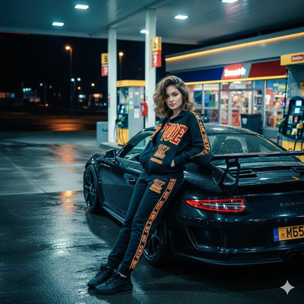 Night Drive Vibes: Porsche Meets City Lights AI prompt preview