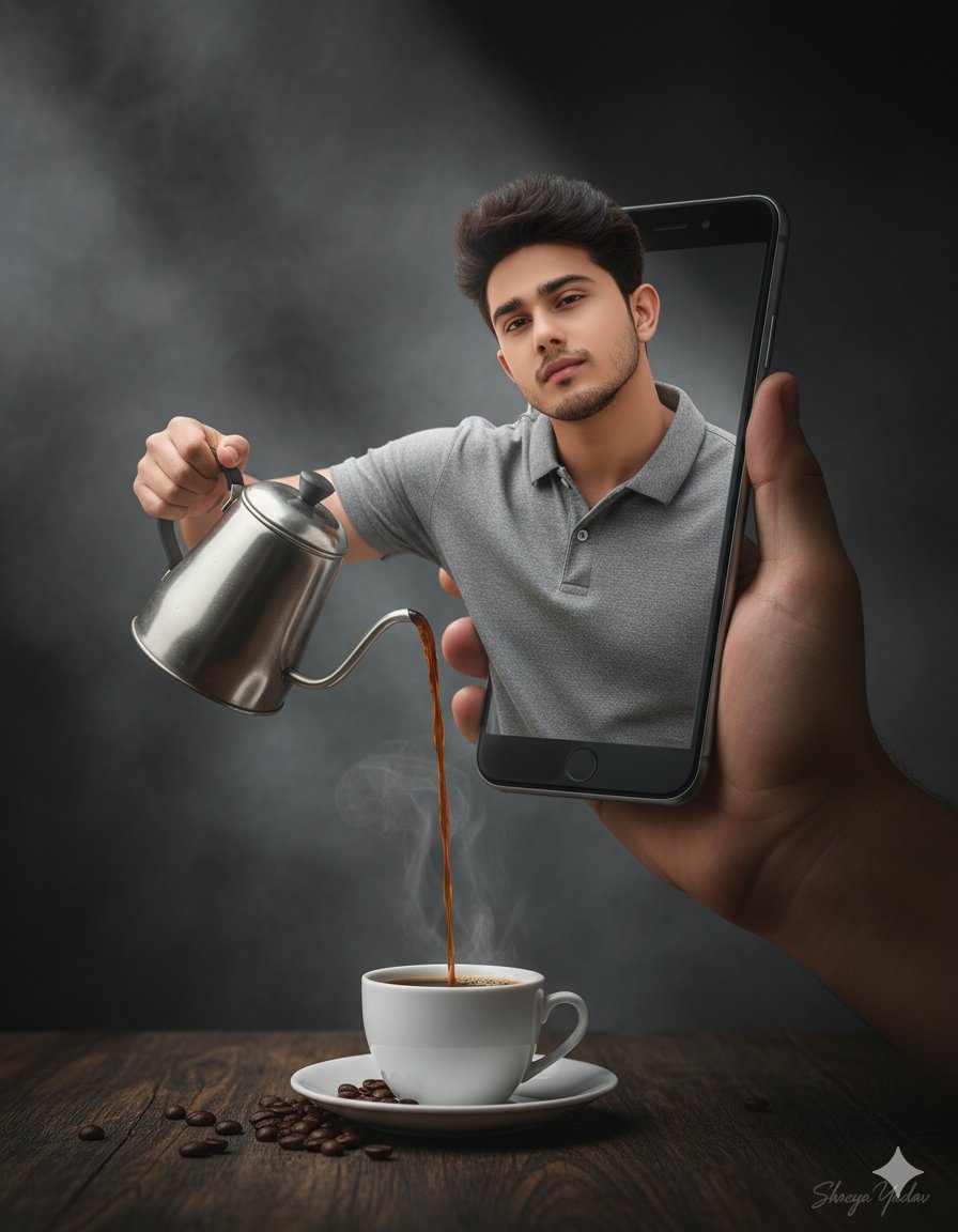 Pouring Creativity: Coffee Surrealism Unleashed AI prompt preview