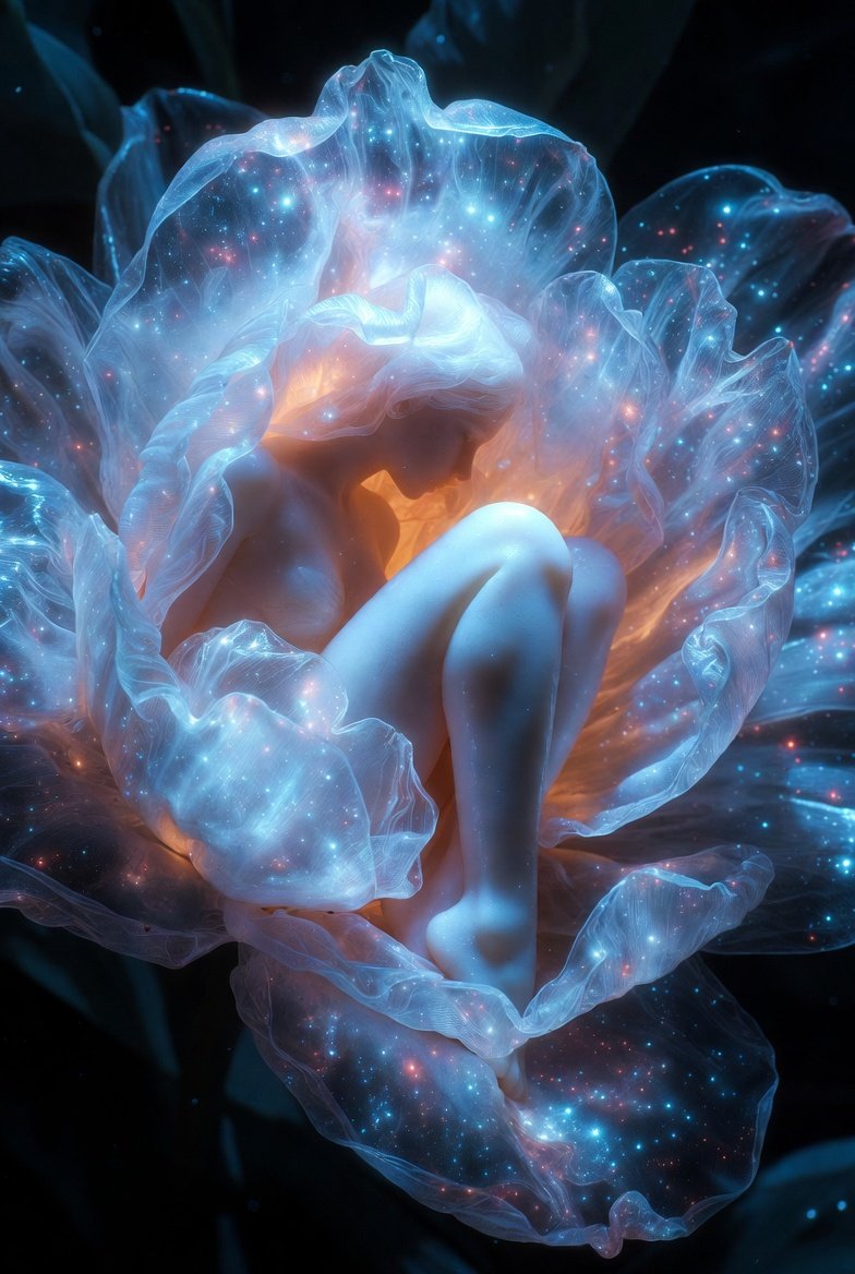 Celestial Serenity Within a Bloom AI prompt preview