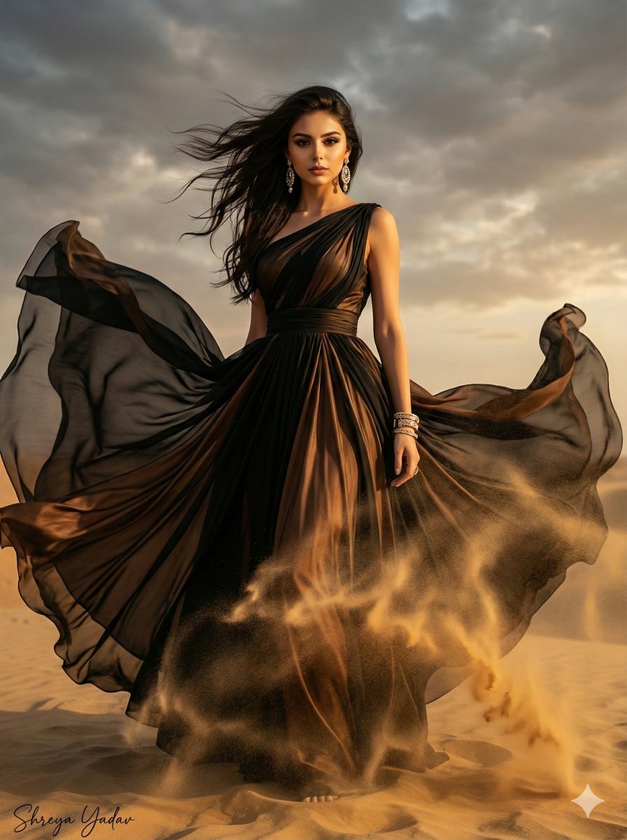 Windblown Elegance: Desert Couture Unleashed AI prompt preview