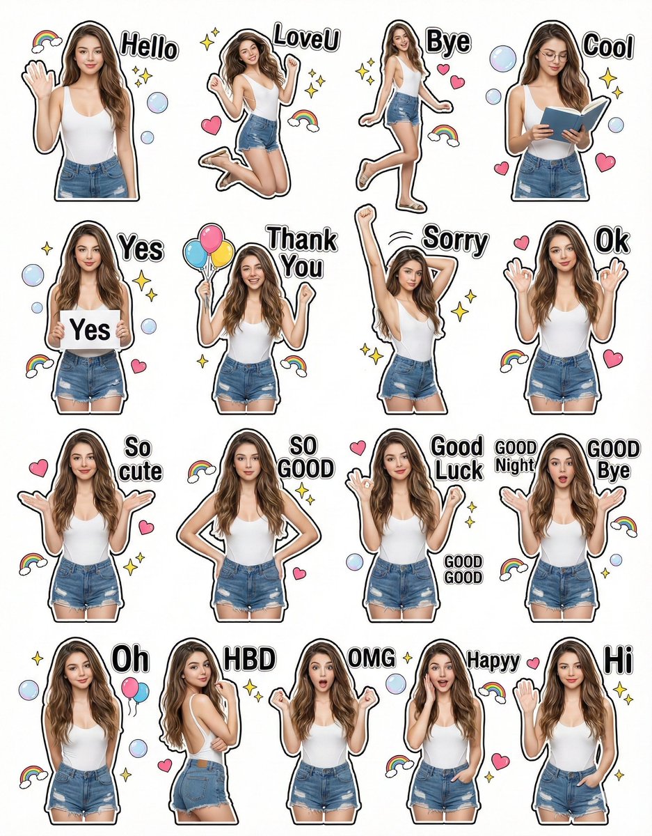 Sticker Set Magic: Ultra-Realistic Faces with a Fun Twist! AI prompt preview
