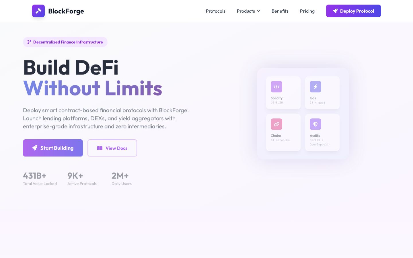 BlockForge - Build & Deploy DeFi Protocols