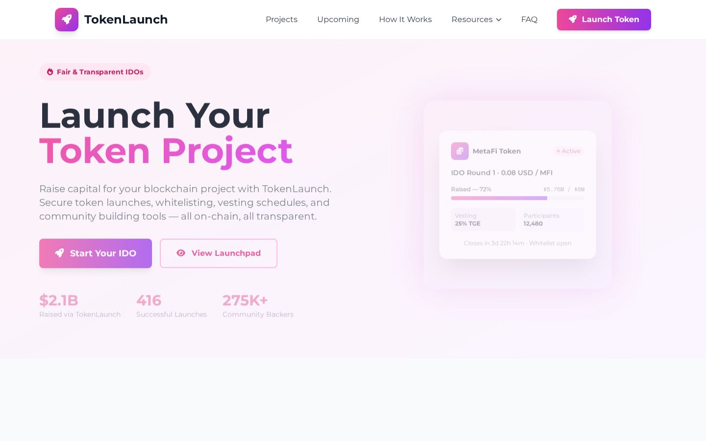 TokenLaunch - Launch Your Blockchain Project