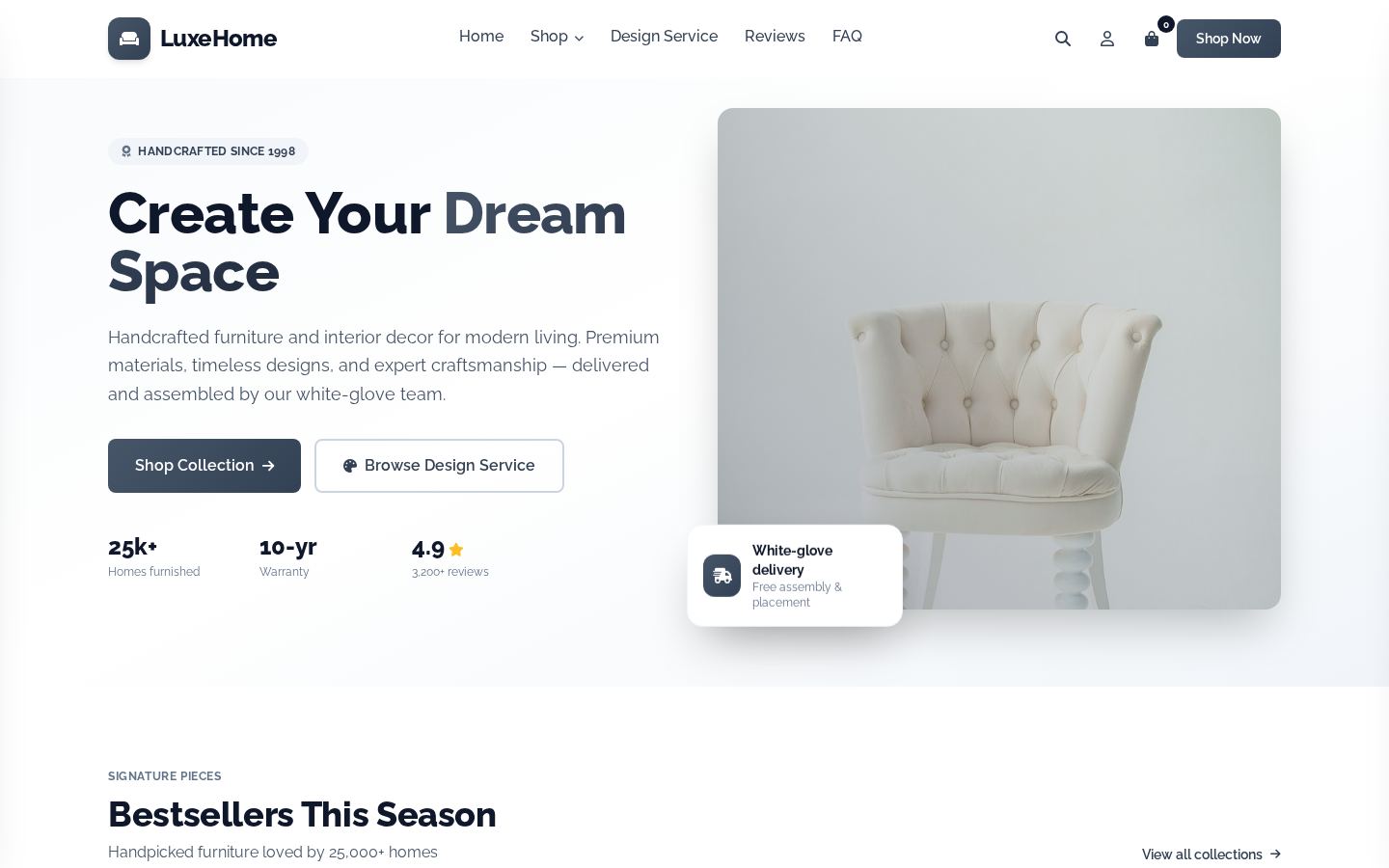 LuxeHome - Premium Furniture Store