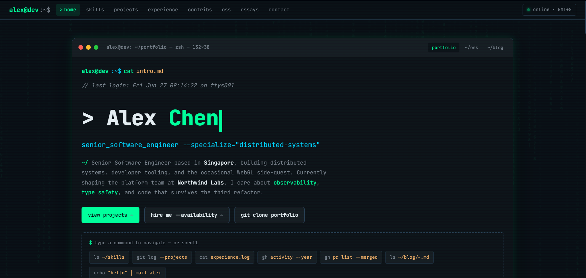 Alex Chen - Developer Terminal Portfolio