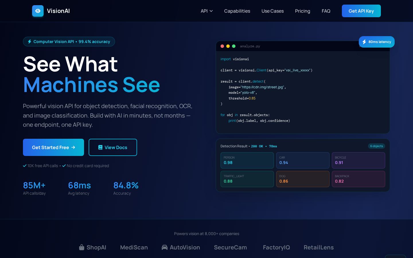 VisionAI - Intelligent Image Analysis API